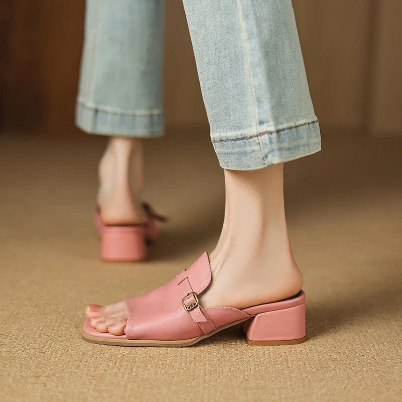 The Buckle Leather Slide