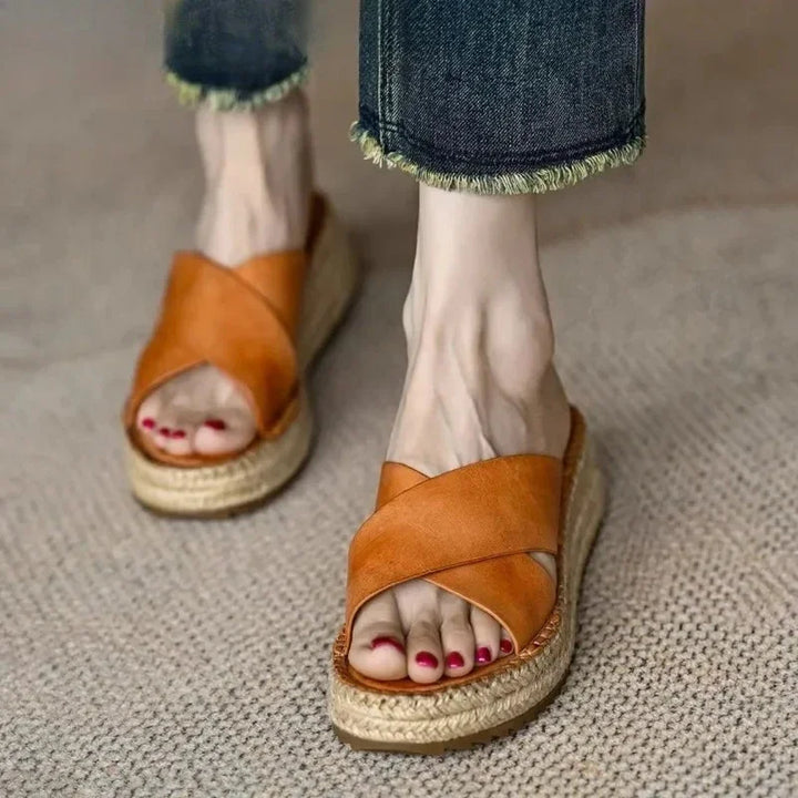 Sorella Woven Leather Platform Sandals