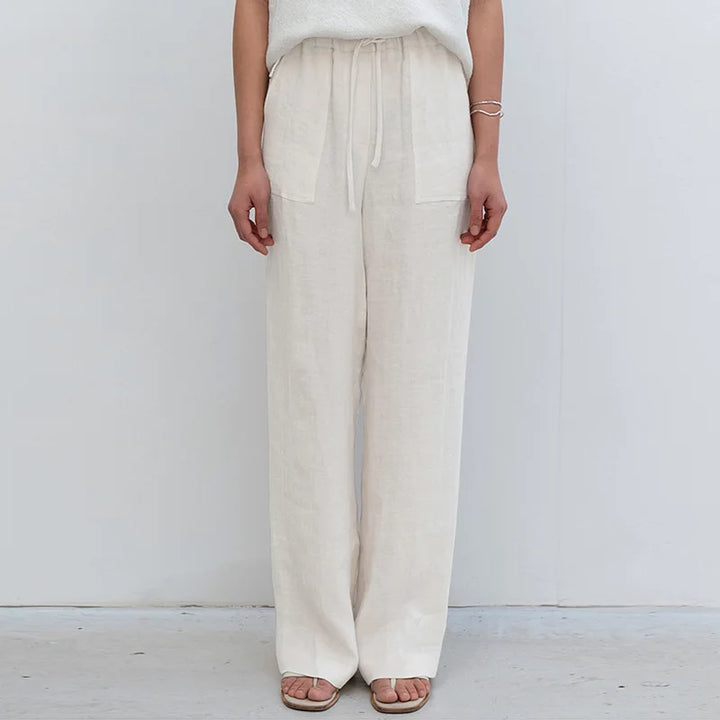 The Drawstring Straight Linen Pant