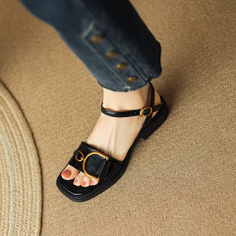 Coral Handmade Chunky Heel Sandals