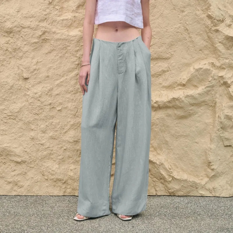 The Pleated Wide Leg Linen Pant