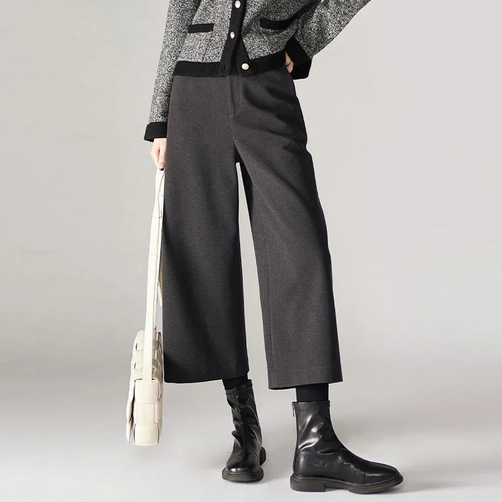 Autumn Woolen Wide Leg Pants