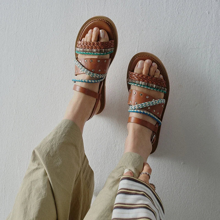 Mykonos Braided Leather Gladiator Sandal