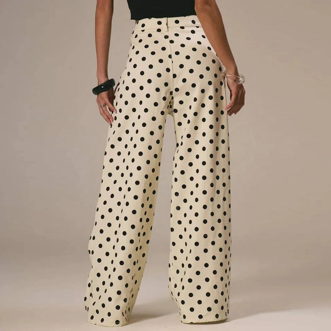 Polka Dot Wide-Leg Trouser