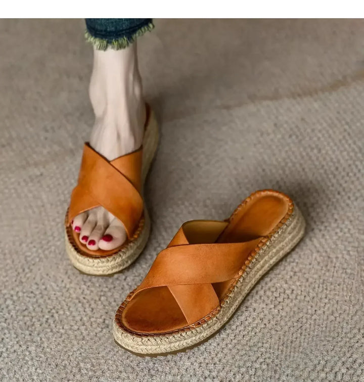 Sorella Woven Leather Platform Sandals