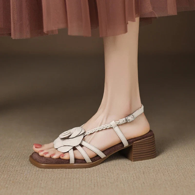 Soleil Chunky Heel Leather Sandals