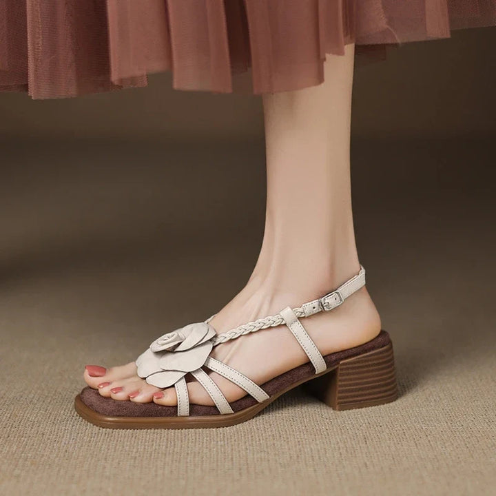 Soleil Chunky Heel Leather Sandals