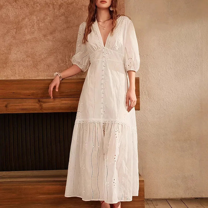 Women's Maxi Dress High Waist V-Neck