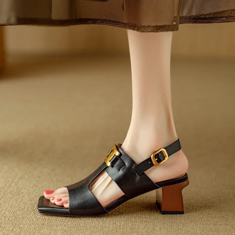The Chain Detail Block Heel Sandal