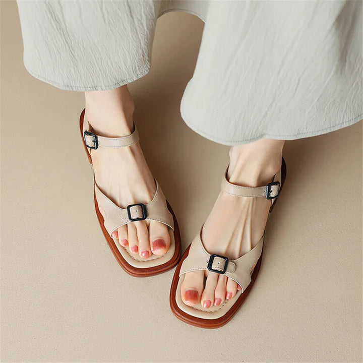 Lido Chunky Heel Leather Sandal