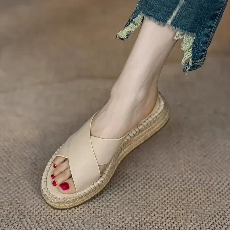 Sorella Woven Leather Platform Sandals