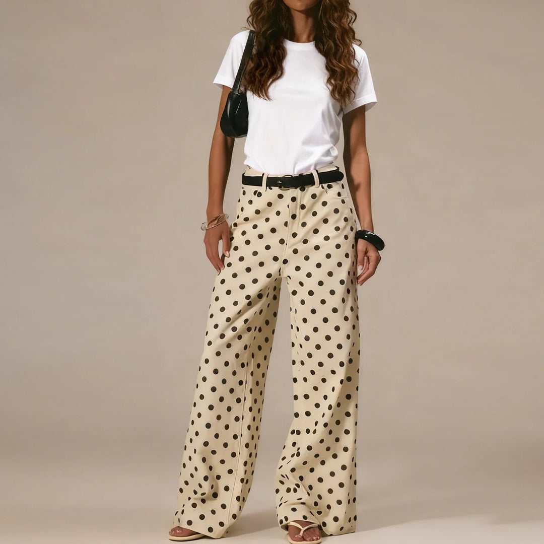 Polka Dot Wide-Leg Trouser