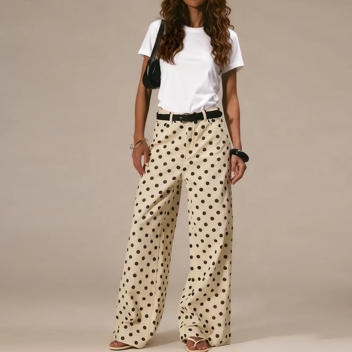 Polka Dot Wide-Leg Trouser