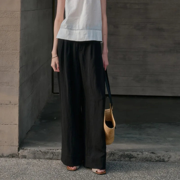 The Pleated Wide Leg Linen Pant