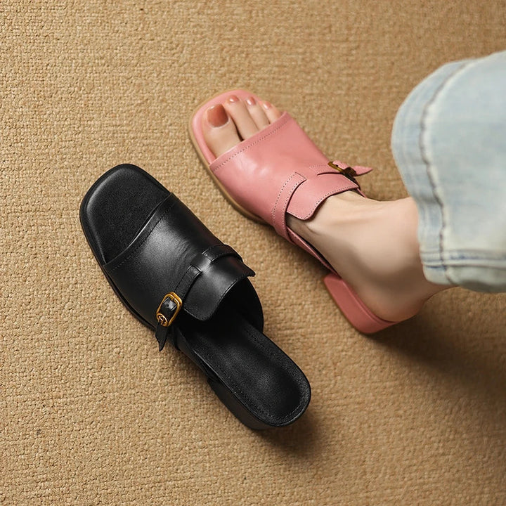 The Buckle Leather Slide