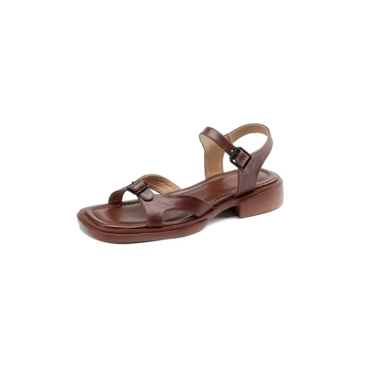 Lido Chunky Heel Leather Sandal