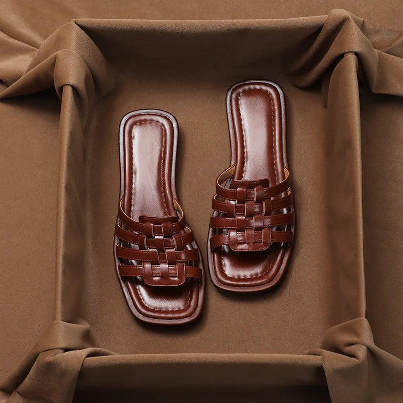 Naples Italian Leather Slides