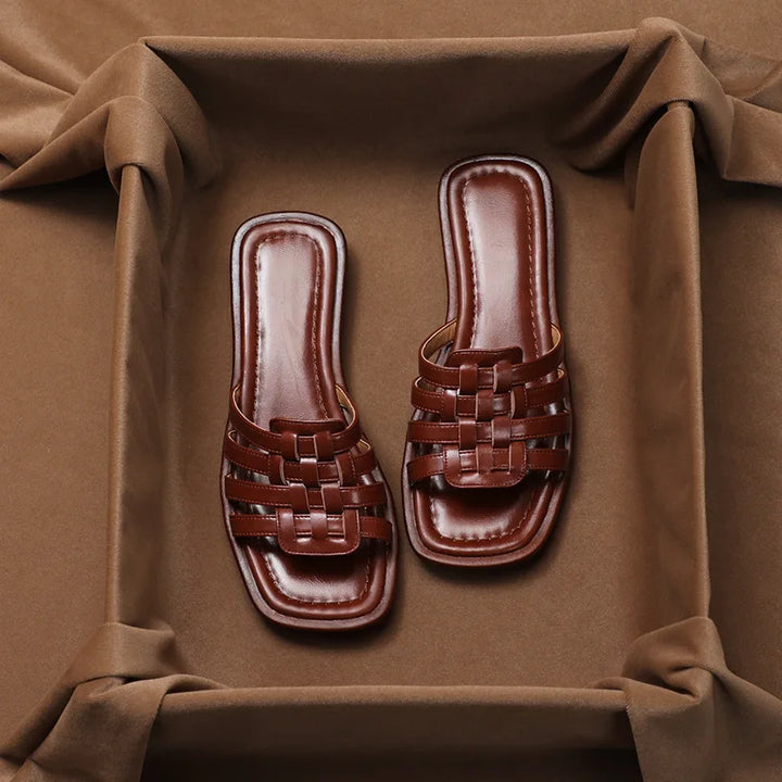 Naples Italian Leather Slides
