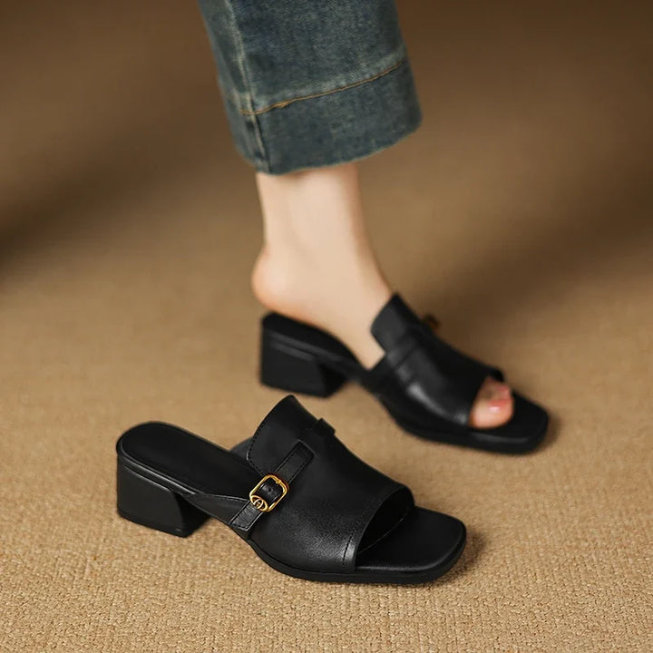 The Buckle Leather Slide