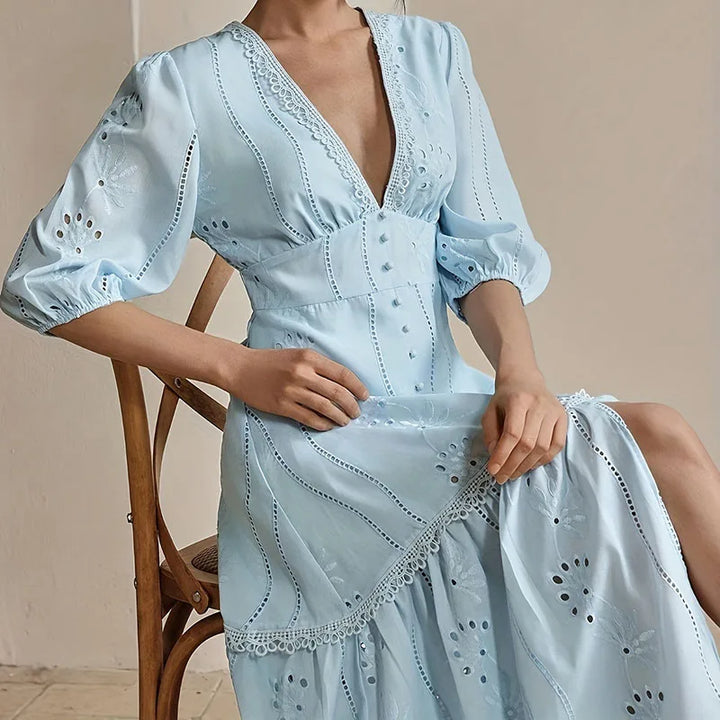 Women's Maxi Dress High Waist V-Neck