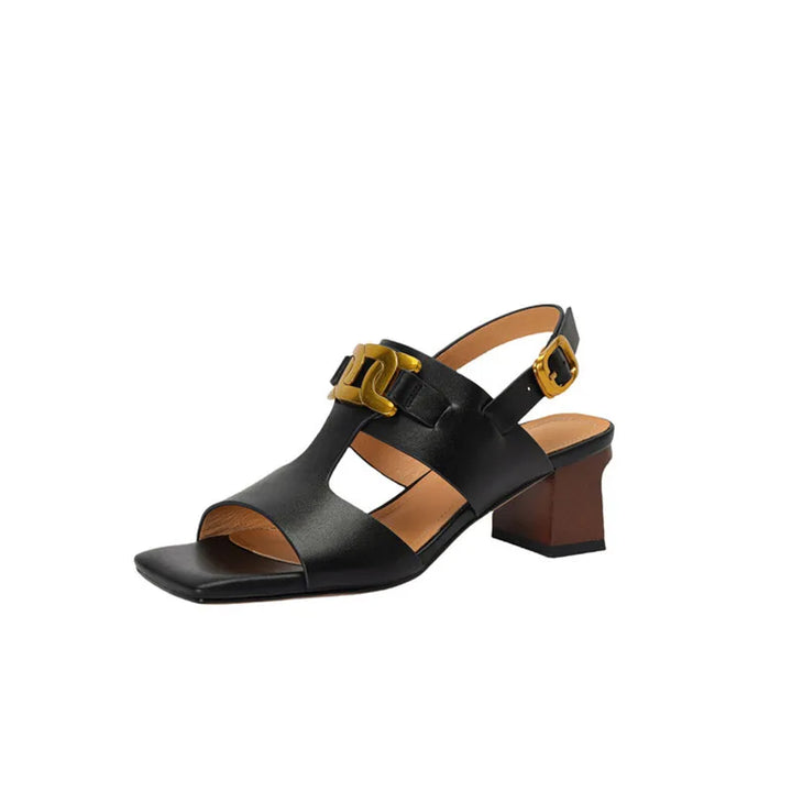 The Chain Detail Block Heel Sandal