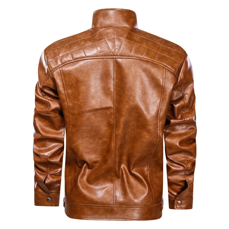 Natural Grain Leather Zip Jacket