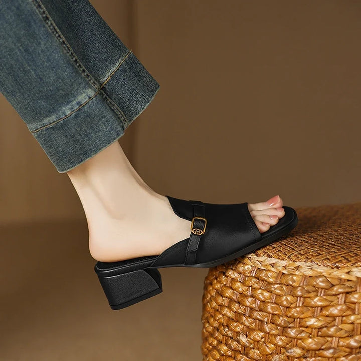 The Buckle Leather Slide