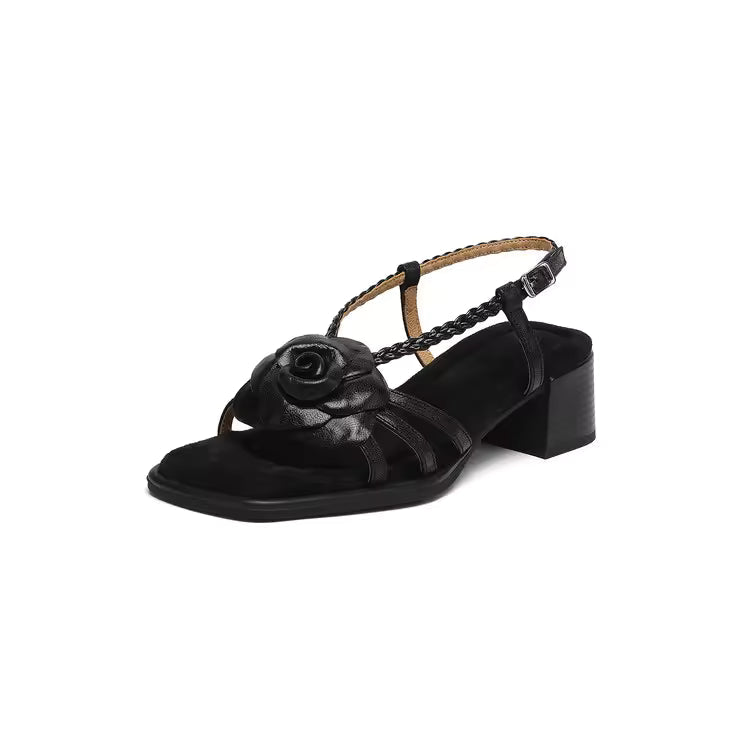 Soleil Chunky Heel Leather Sandals