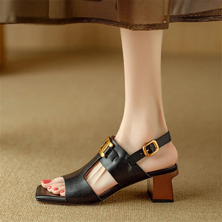The Chain Detail Block Heel Sandal
