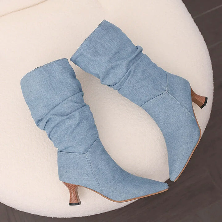 Serene Chic Mid-Calf Heel Boots