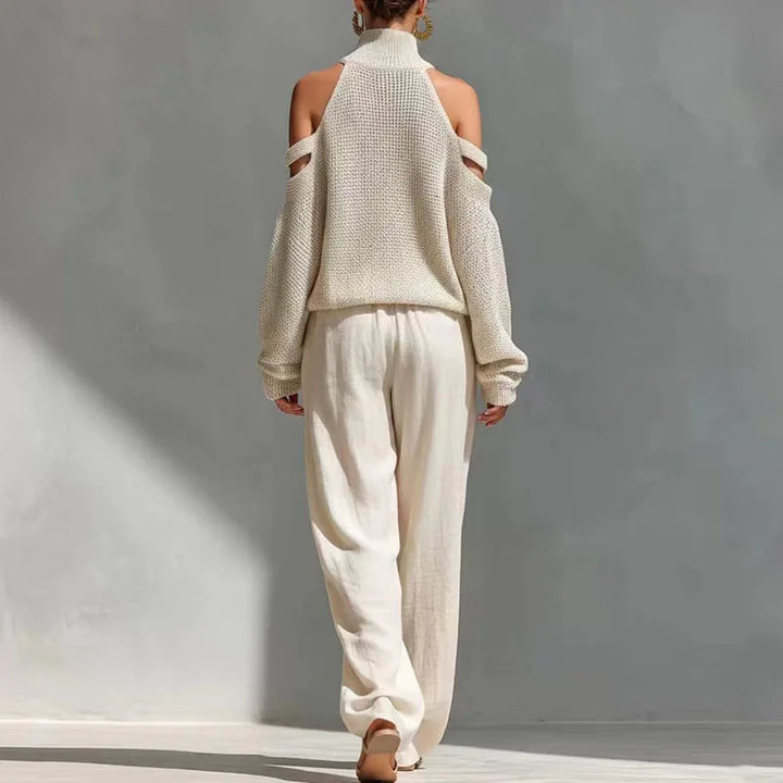 Women's Knit Sweater Wide Leg Pants Set