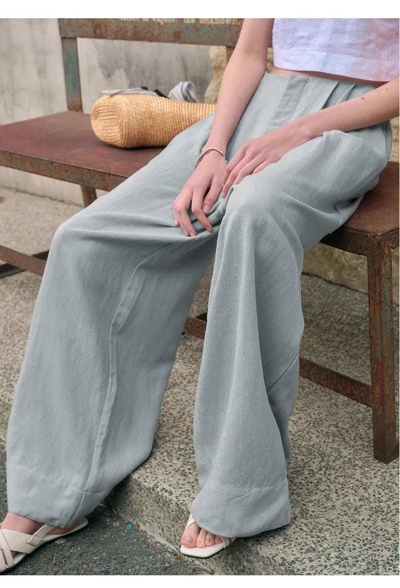 The Pleated Wide Leg Linen Pant