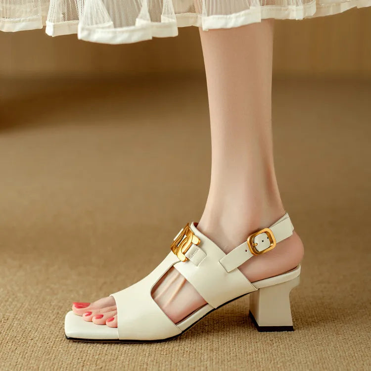 The Chain Detail Block Heel Sandal