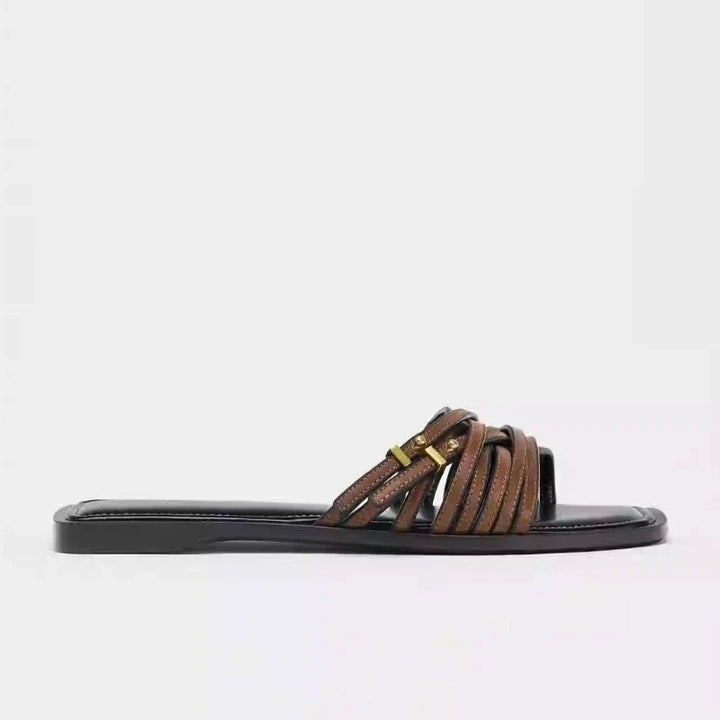 Capri Leather Flat Slides