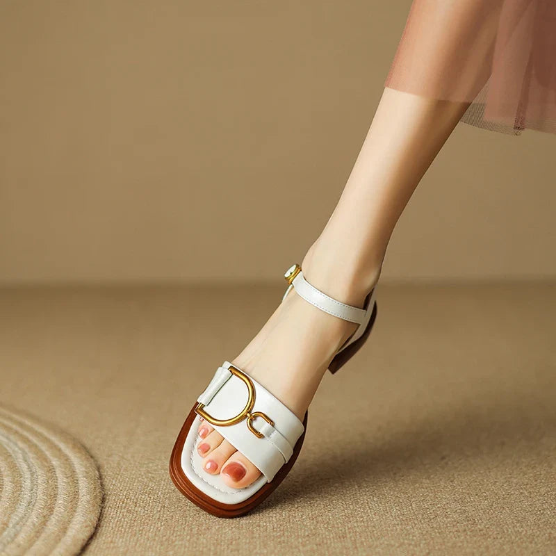 Coral Handmade Chunky Heel Sandals