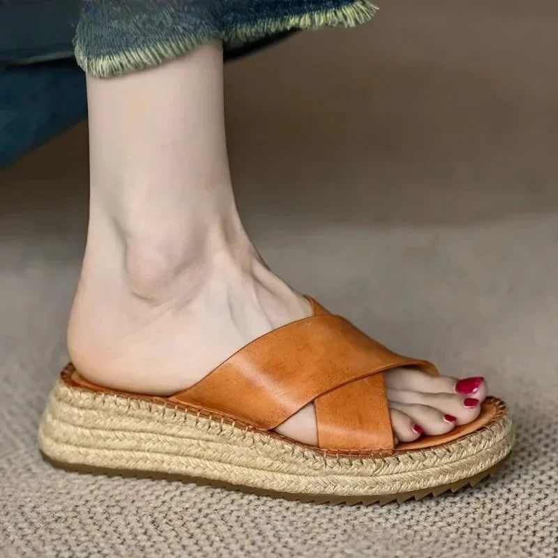 Sorella Woven Leather Platform Sandals