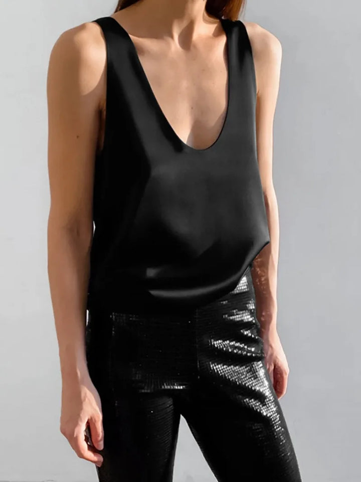 Lissia Deep Drape Satin Tank