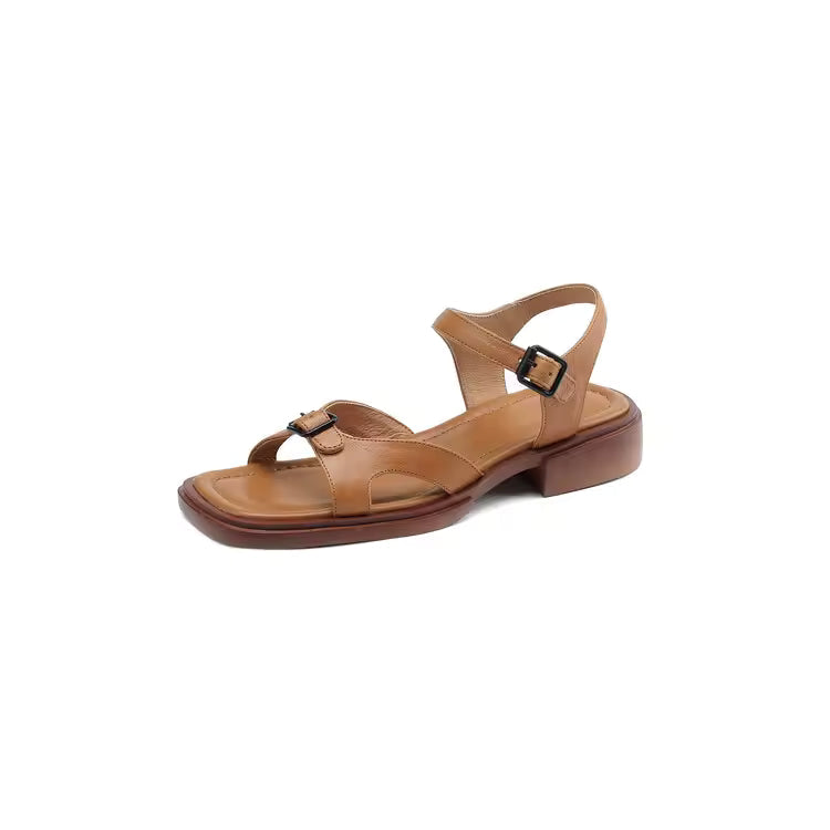 Lido Chunky Heel Leather Sandal