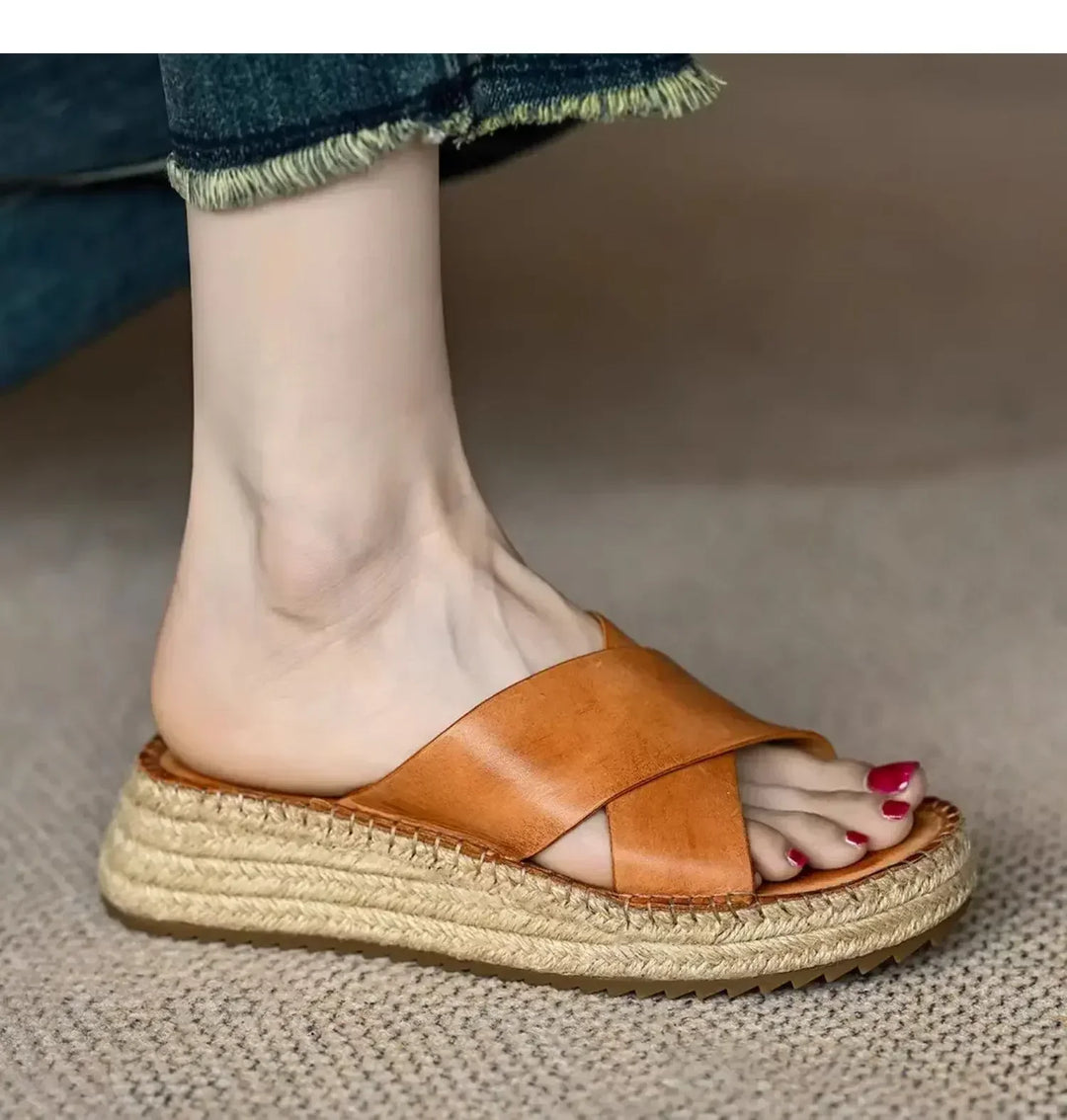 Sorella Woven Leather Platform Sandals