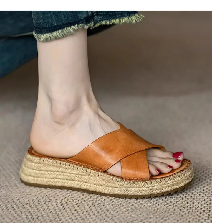 Sorella Woven Leather Platform Sandals