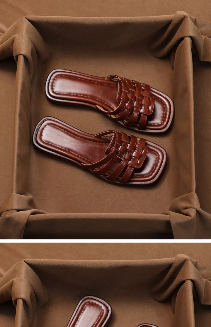 Naples Italian Leather Slides