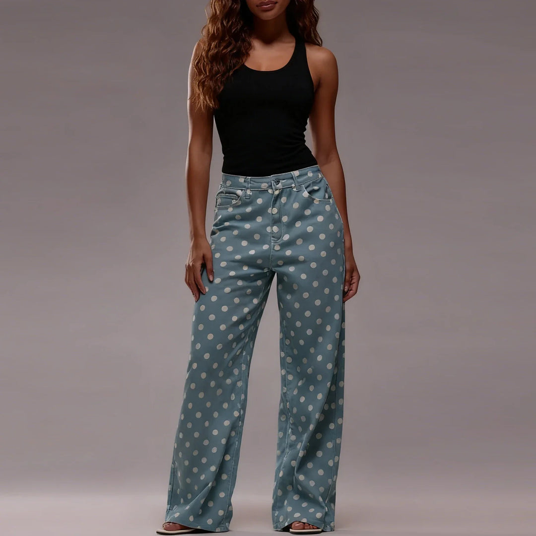 Polka Dot Wide-Leg Trouser