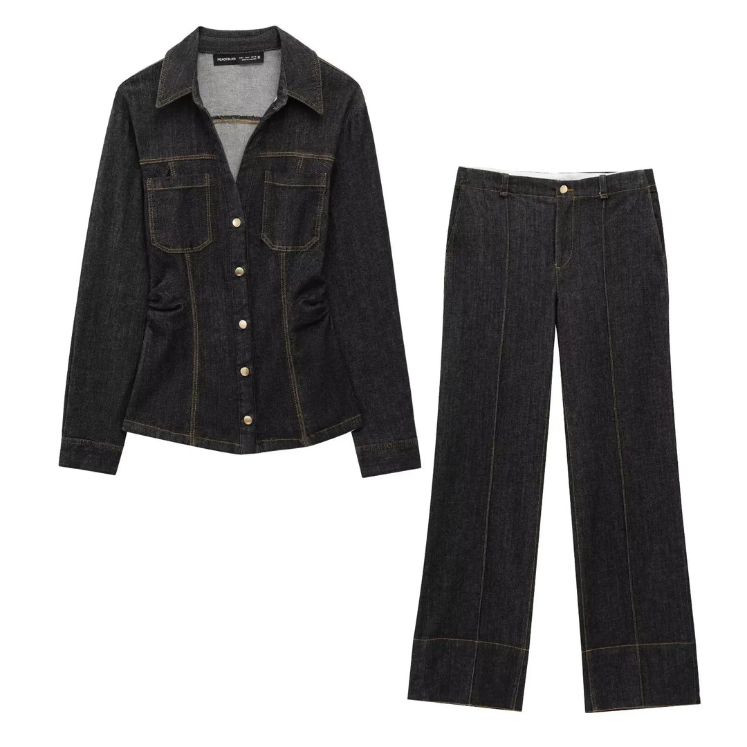 Marenza Button Denim Set