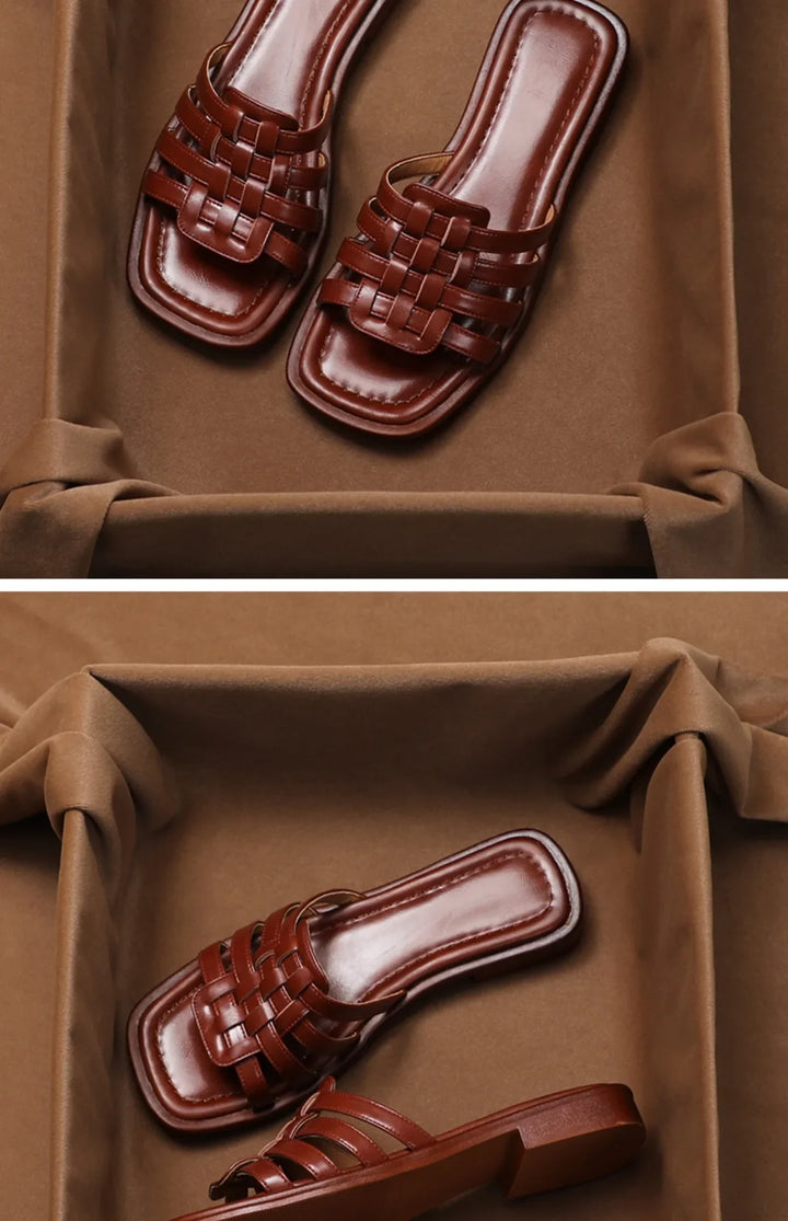 Naples Italian Leather Slides