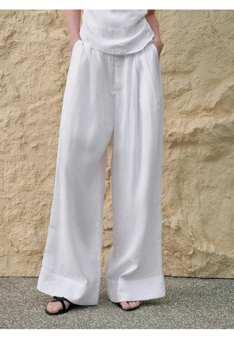 The Pleated Wide Leg Linen Pant