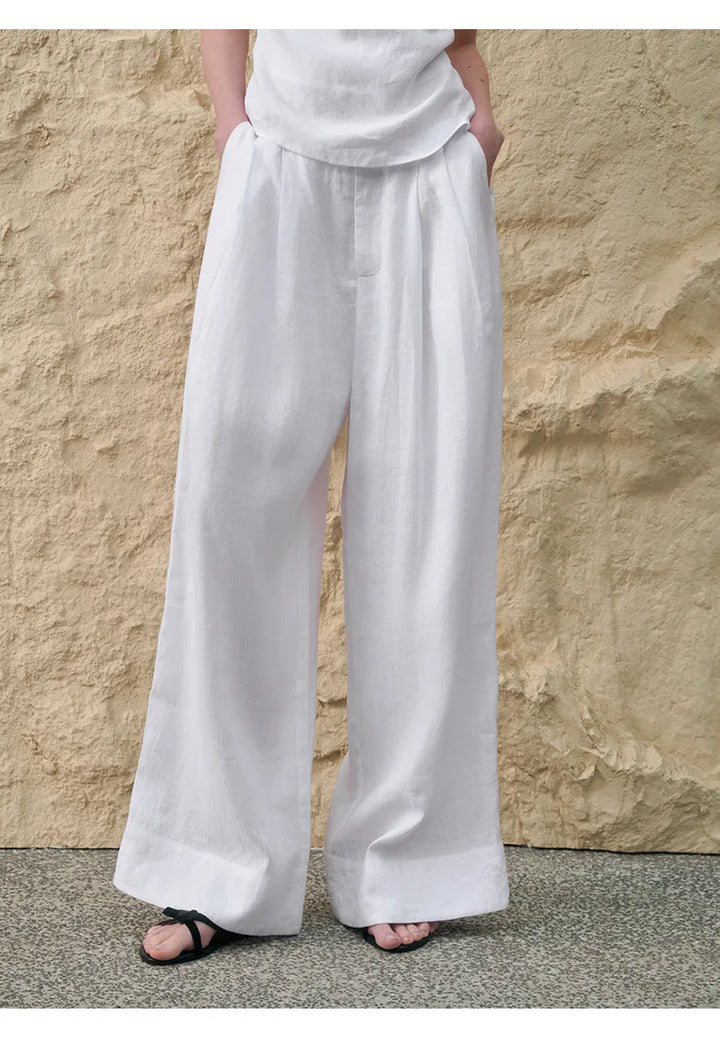 The Pleated Wide Leg Linen Pant