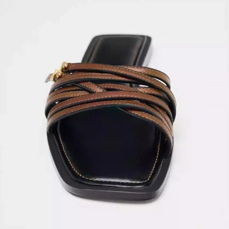 Capri Leather Flat Slides