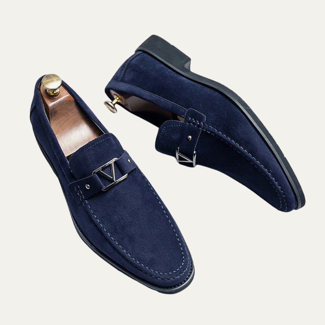 The Toscana Men's Suede Metal Buckle Loafers
