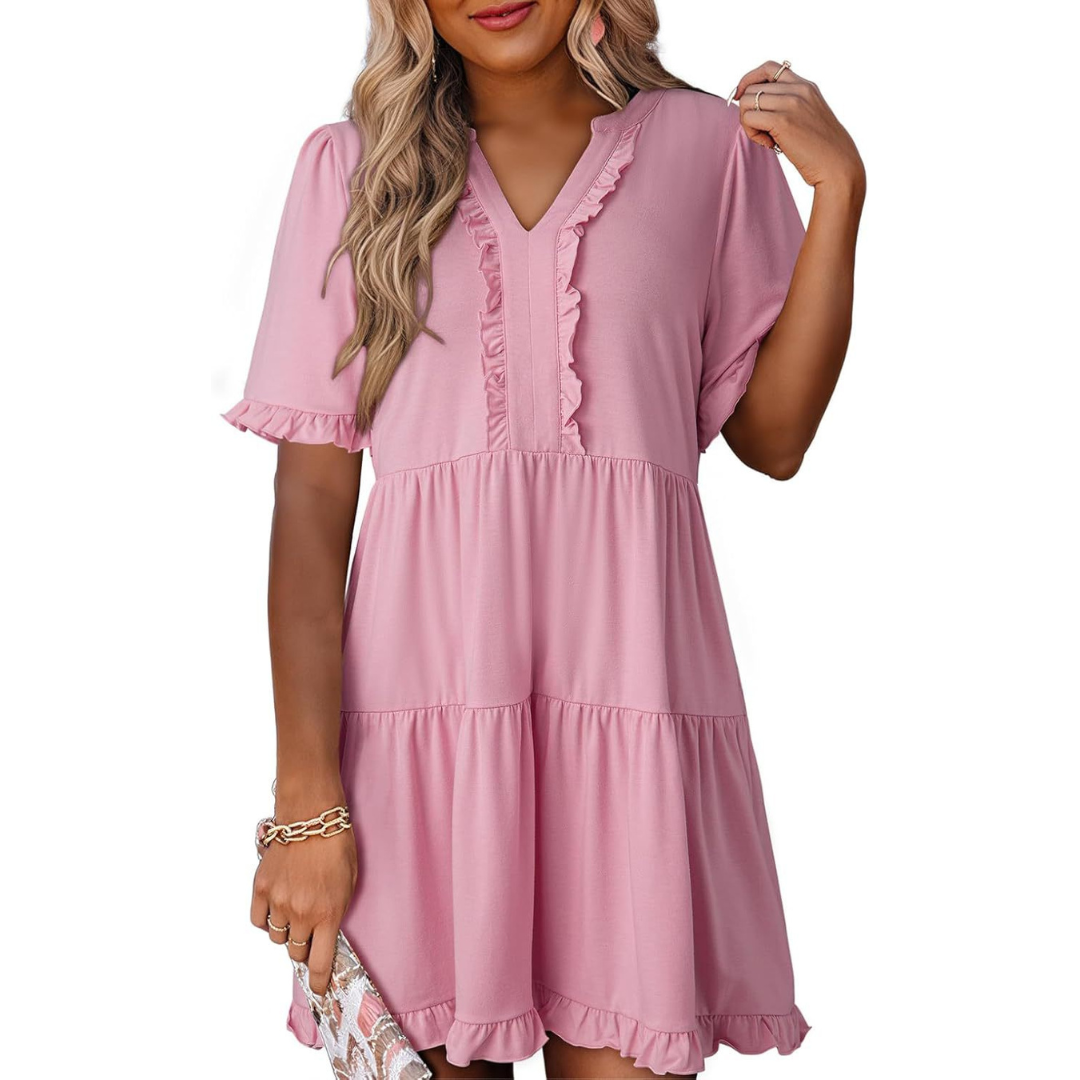 Opal | Casual V-Neck Mini Dress
