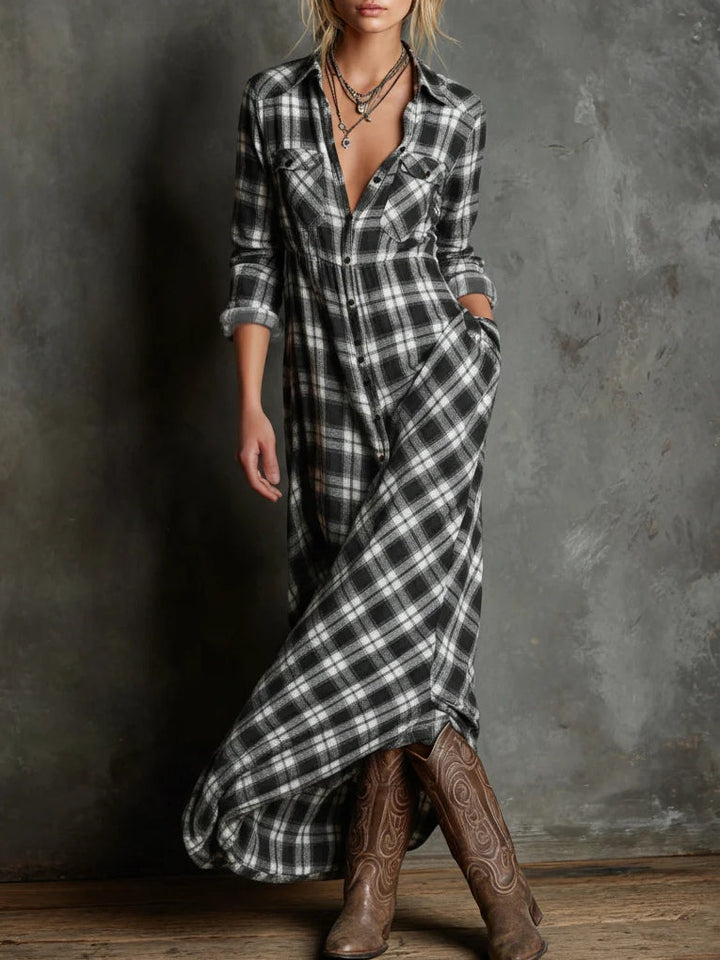 Joan | Plaid Button-Front Shirt Dress